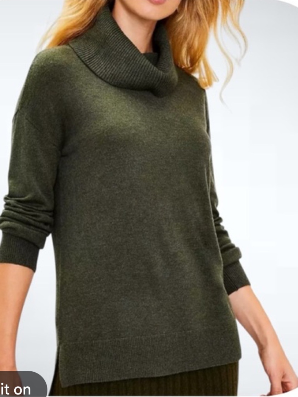 LOFT Olive Green Cowl Neck Sweater